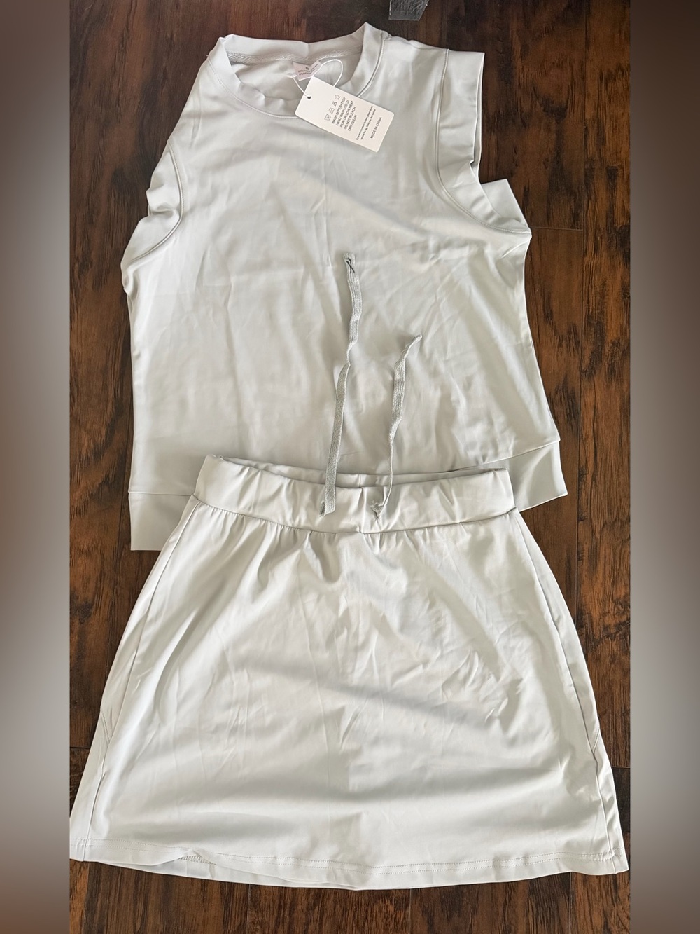 2 Piece Skirt Shorts Set For Women Light Grey Sz S
